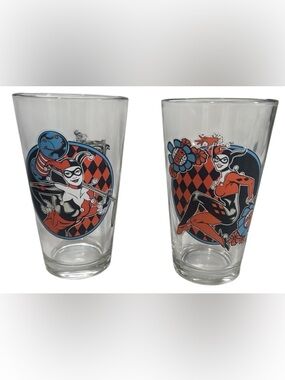 HARLEY QUINN GLASS CUPS DC COMICS BATMAN